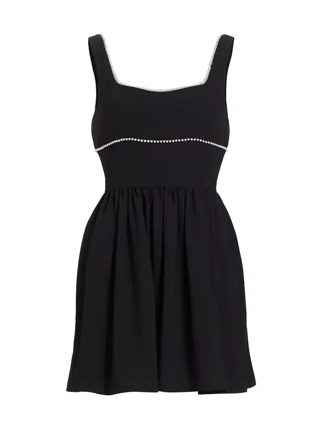 Amanda Uprichard Women's Bijou Imitation Pearl-Trimmed Fit & Flare Minidress - Black