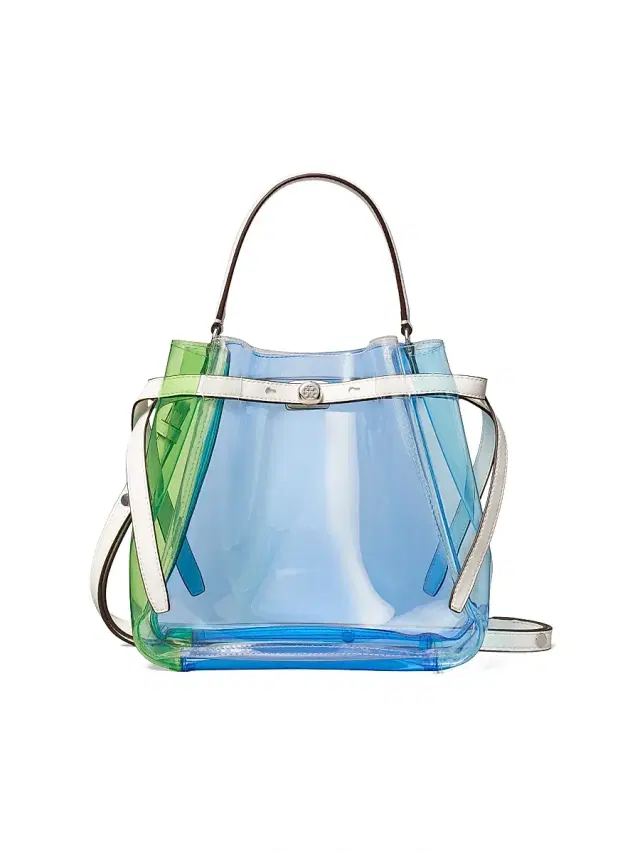 Tory Burch Women's Romy Colorblocked Clear Bucket Bag - Pool Blue