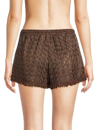 Ramy Brook Women's Mina Fringed Chevron Shorts - Brown Gold Zig Zag - Size Large | Thumbnail 5