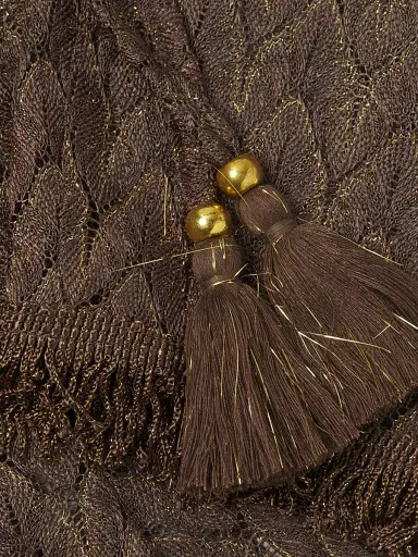 Ramy Brook Women's Mina Fringed Chevron Shorts - Brown Gold Zig Zag - Size Large | Thumbnail 6