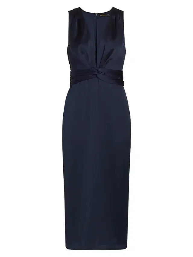 Ramy Brook Women's Talon Satin Plunge Midi-Dress - Navy