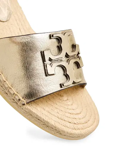 Tory Burch Women's Ines 50MM Logo Metallic Leather Wedge Espadrilles | Thumbnail 6