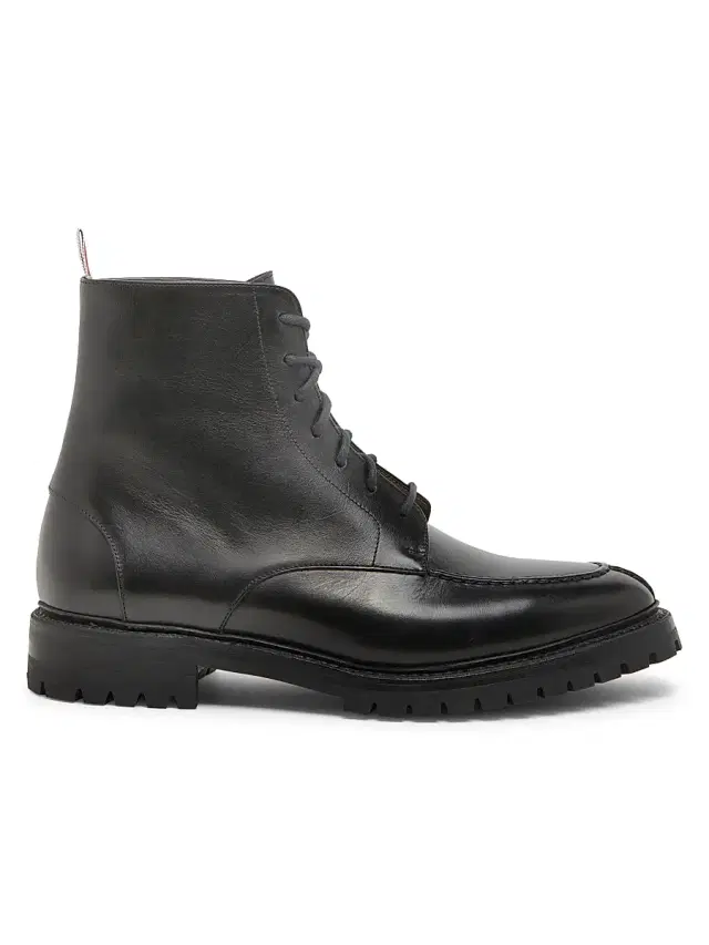 Thom Browne Men's Apron-Stitch Leather Ankle Boots - Black