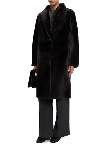 Yves Salomon Women's Reversible Shearling Coat - Etain - Size 8 | Thumbnail 3 Yves Salomon Women's Reversible Shearling Coat - Etain - Size 8 | Thumbnail 3