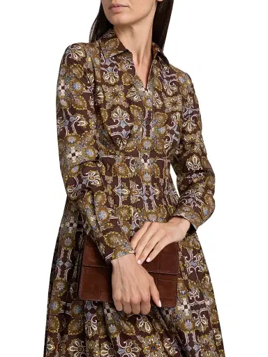 Cara Cara Women's Cameron Tile-Print Cotton Poplin Shirtdress - Vintage Tile Brown | Thumbnail 6