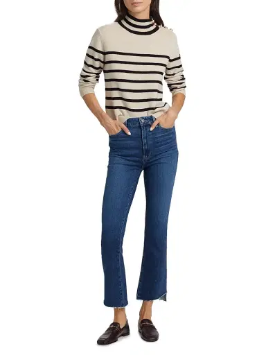 Saks Fifth Avenue Women's Striped Cashmere Sweater - Creamy Heather Black - Size XL | Thumbnail 7 Saks Fifth Avenue Women's Striped Cashmere Sweater - Creamy Heather Black - Size XL | Thumbnail 7