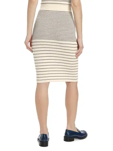 ATM Anthony Thomas Melillo Women's Striped Rib Cotton & Silk Midi-Skirt - Chalk Ink | Thumbnail 5 ATM Anthony Thomas Melillo Women's Striped Rib Cotton & Silk Midi-Skirt - Chalk Ink | Thumbnail 5