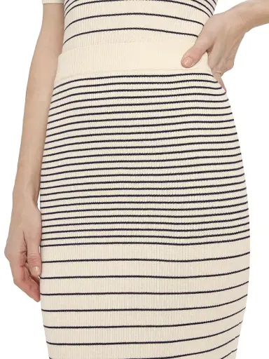 ATM Anthony Thomas Melillo Women's Striped Rib Cotton & Silk Midi-Skirt - Chalk Ink | Thumbnail 6 ATM Anthony Thomas Melillo Women's Striped Rib Cotton & Silk Midi-Skirt - Chalk Ink | Thumbnail 6