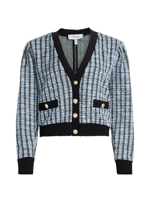 Derek Lam 10 Crosby Women's Ky Stretch Tweed Cardigan Jacket - Blue Multi