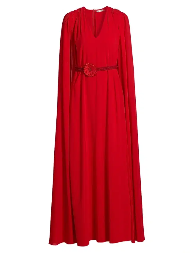 ALICE + OLIVIA Women's Zenaida Maxi Cape Dress - Bright Ruby
