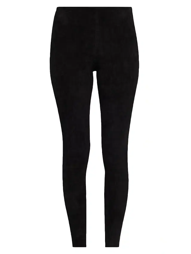 ALICE + OLIVIA Women's Lennox Suede Mid-Rise Leggings - Black
