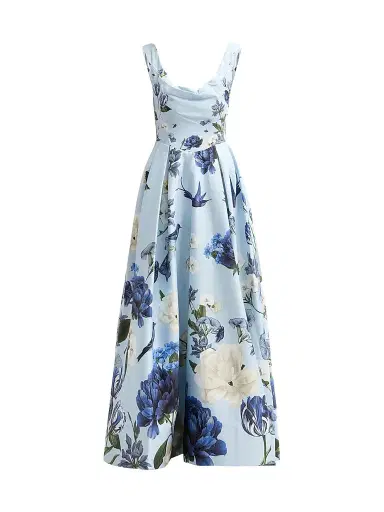 Alice + Olivia Women's Estrella Draped Floral Gown - Fly Away - Size 6 | Thumbnail 1 Alice + Olivia Women's Estrella Draped Floral Gown - Fly Away - Size 6 | Thumbnail 1