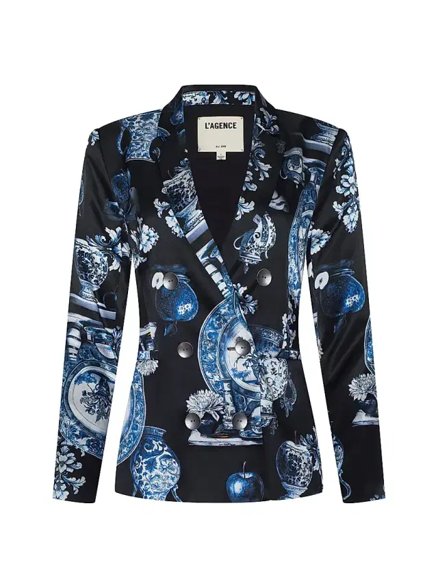 L'Agence Women's Colin Graphic Silk Double-Breasted Blazer
