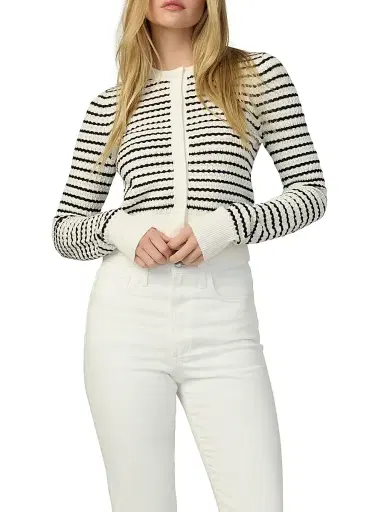 Joe's Jeans Women's Dani Striped Pointelle-Knit Cardigan | Thumbnail 3 Joe's Jeans Women's Dani Striped Pointelle-Knit Cardigan | Thumbnail 3