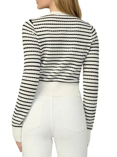 Joe's Jeans Women's Dani Striped Pointelle-Knit Cardigan | Thumbnail 4 Joe's Jeans Women's Dani Striped Pointelle-Knit Cardigan | Thumbnail 4