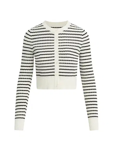 Joe's Jeans Women's Dani Striped Pointelle-Knit Cardigan | Thumbnail 1 Joe's Jeans Women's Dani Striped Pointelle-Knit Cardigan | Thumbnail 1