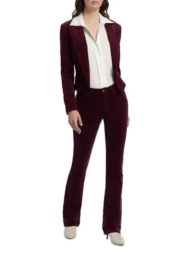 L'AGENCE Women's Stevie Velveteen Mid-Rise Pants - Dark Port | Thumbnail 2 L'AGENCE Women's Stevie Velveteen Mid-Rise Pants - Dark Port | Thumbnail 2