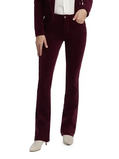L'AGENCE Women's Stevie Velveteen Mid-Rise Pants - Dark Port | Thumbnail 3 L'AGENCE Women's Stevie Velveteen Mid-Rise Pants - Dark Port | Thumbnail 3