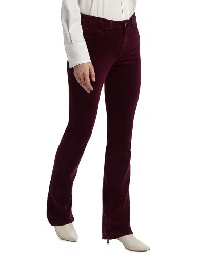 L'AGENCE Women's Stevie Velveteen Mid-Rise Pants - Dark Port | Thumbnail 4 L'AGENCE Women's Stevie Velveteen Mid-Rise Pants - Dark Port | Thumbnail 4