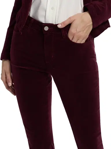 L'AGENCE Women's Stevie Velveteen Mid-Rise Pants - Dark Port | Thumbnail 6 L'AGENCE Women's Stevie Velveteen Mid-Rise Pants - Dark Port | Thumbnail 6