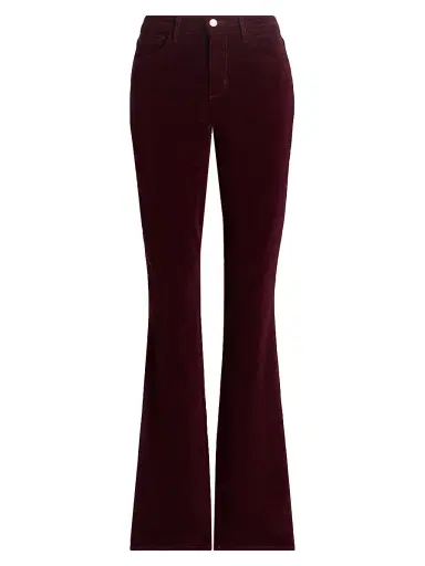 L'AGENCE Women's Stevie Velveteen Mid-Rise Pants - Dark Port | Thumbnail 1 L'AGENCE Women's Stevie Velveteen Mid-Rise Pants - Dark Port | Thumbnail 1