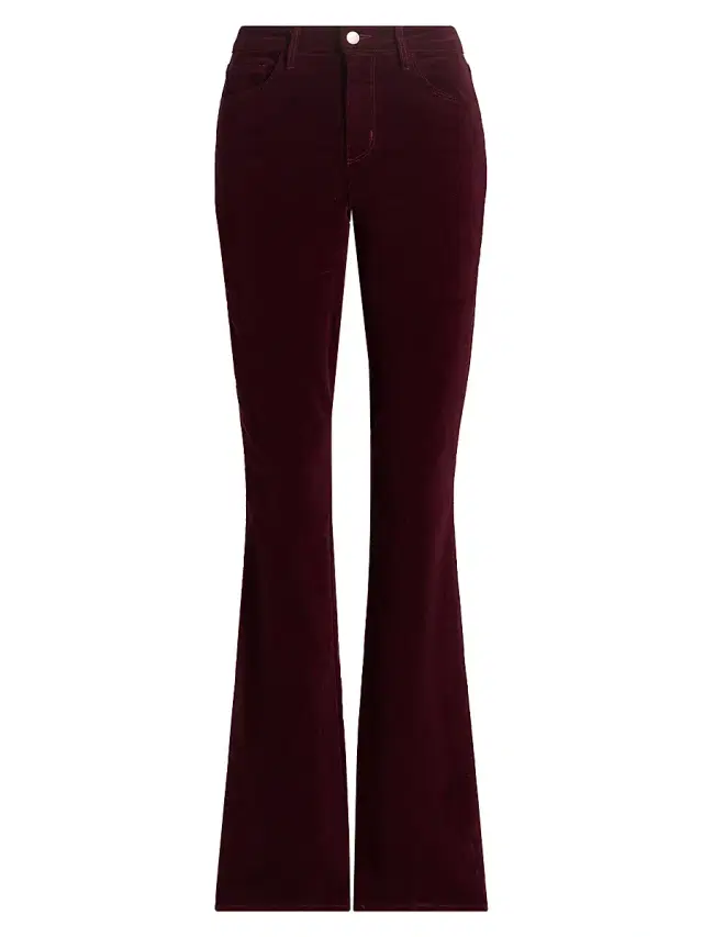 L'AGENCE Women's Stevie Velveteen Mid-Rise Pants - Dark Port