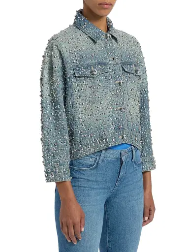 L'Agence Women's Vangie Crystal-Embellished Cotton Jacket | Thumbnail 4 L'Agence Women's Vangie Crystal-Embellished Cotton Jacket | Thumbnail 4