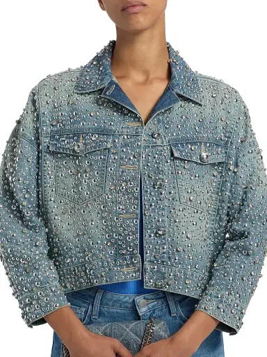 L'Agence Women's Vangie Crystal-Embellished Cotton Jacket | Thumbnail 6 L'Agence Women's Vangie Crystal-Embellished Cotton Jacket | Thumbnail 6