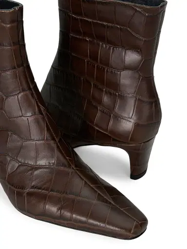 Staud Women's Wally 55MM Croc-Embossed Leather Ankle Boots | Thumbnail 4 Staud Women's Wally 55MM Croc-Embossed Leather Ankle Boots | Thumbnail 4