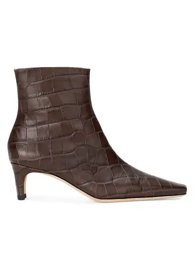 Staud Women's Wally 55MM Croc-Embossed Leather Ankle Boots | Thumbnail 1 Staud Women's Wally 55MM Croc-Embossed Leather Ankle Boots | Thumbnail 1