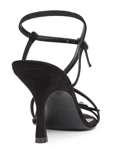 Stuart Weitzman Women's 85MM Crystal-Buckle Suede Strappy Sandals - Black | Thumbnail 3 Stuart Weitzman Women's 85MM Crystal-Buckle Suede Strappy Sandals - Black | Thumbnail 3