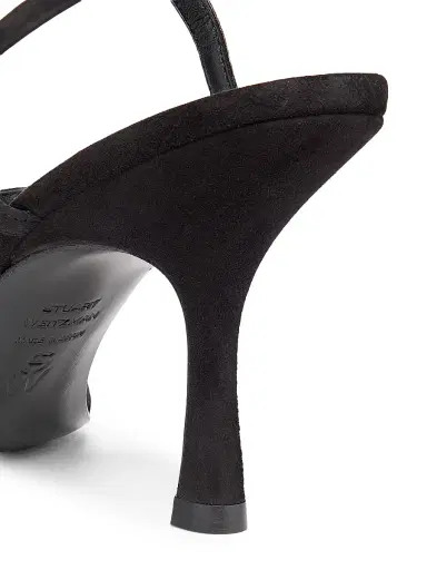 Stuart Weitzman Women's 85MM Crystal-Buckle Suede Strappy Sandals - Black | Thumbnail 6 Stuart Weitzman Women's 85MM Crystal-Buckle Suede Strappy Sandals - Black | Thumbnail 6