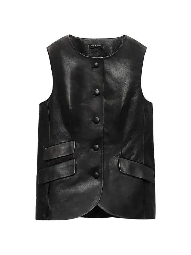 rag & bone Women's Slade Crew Leather Vest - Black