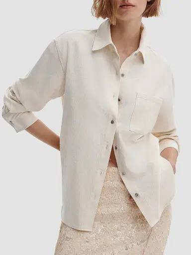 rag & bone Women's Connie Ultra Featherweight Denim Button-Front Shirt - Ecru | Thumbnail 2 rag & bone Women's Connie Ultra Featherweight Denim Button-Front Shirt - Ecru | Thumbnail 2
