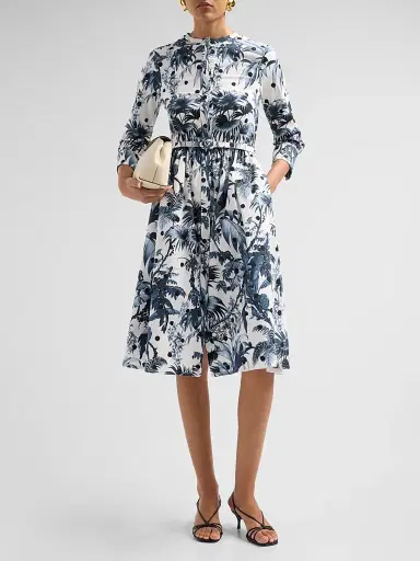 Oscar de la Renta Women's Printed Midi Shirtdress | Thumbnail 2