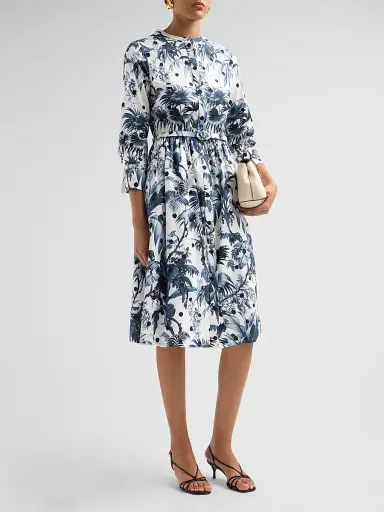 Oscar de la Renta Women's Printed Midi Shirtdress | Thumbnail 4
