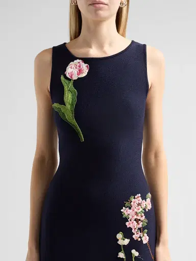 Oscar de la Renta Women's Floral-Embroidered A-Line Mini Dress | Thumbnail 5 Oscar de la Renta Women's Floral-Embroidered A-Line Mini Dress | Thumbnail 5