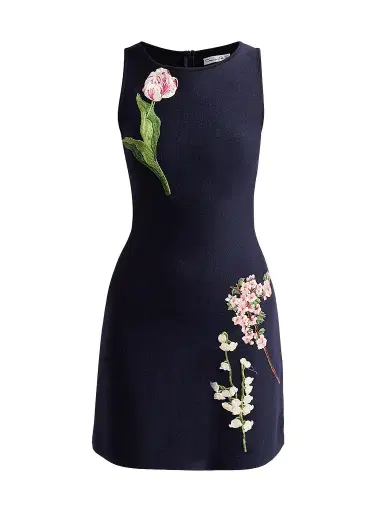 Oscar de la Renta Women's Floral-Embroidered A-Line Mini Dress | Thumbnail 1 Oscar de la Renta Women's Floral-Embroidered A-Line Mini Dress | Thumbnail 1