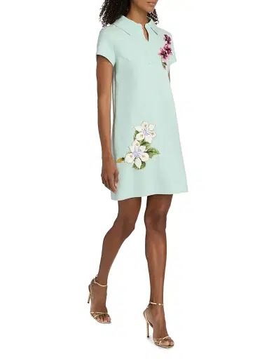 Oscar de la Renta Women's Embroidered Wool Shift Minidress | Thumbnail 2 Oscar de la Renta Women's Embroidered Wool Shift Minidress | Thumbnail 2