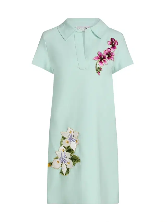 Oscar de la Renta Women's Embroidered Wool Shift Minidress - Saltwater