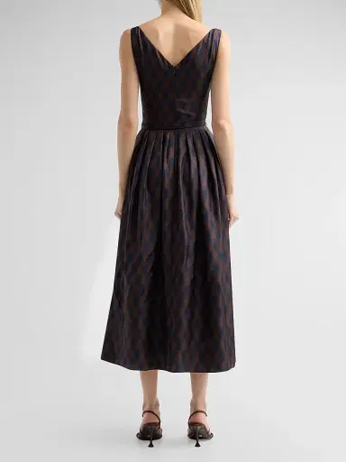 Oscar de la Renta Women's Argyle Silk Twill Day Dress | Thumbnail 3