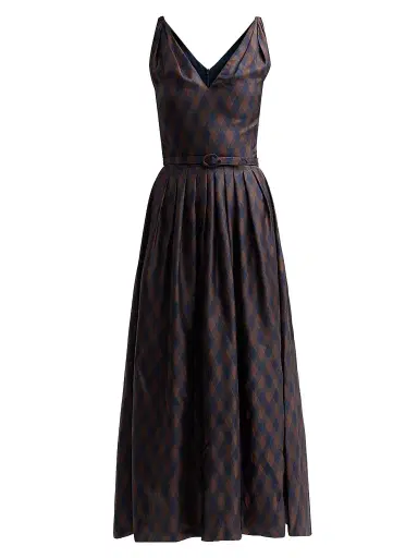 Oscar de la Renta Women's Argyle Silk Twill Day Dress | Thumbnail 1