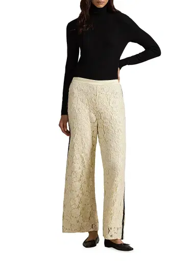 Polo Ralph Lauren Women's Lace Embellished Tuxedo Pants | Thumbnail 2 Polo Ralph Lauren Women's Lace Embellished Tuxedo Pants | Thumbnail 2