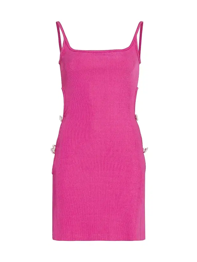 Mach & Mach Women's Rib-Knit Crystal Bow Cut Out Minidress - Fuchsia