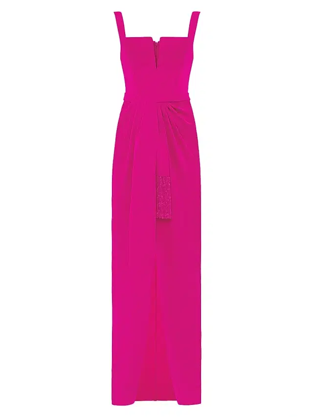 Ozgur Masur Women's Draped Crepe Column Gown - Fuchsia
