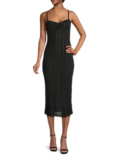 Victor Glemaud Women's Rib-Knit Slip Midi-Dress - Black - Size Medium | Thumbnail 2