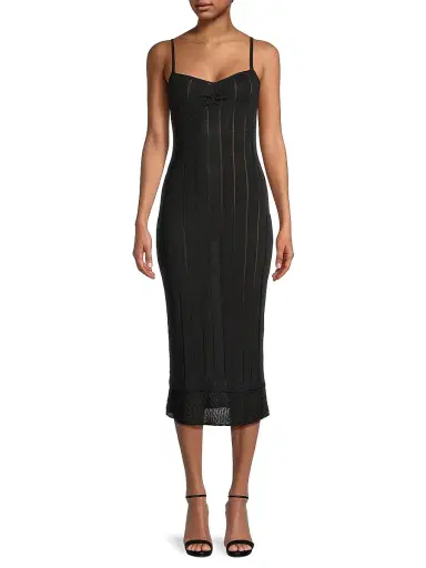 Victor Glemaud Women's Rib-Knit Slip Midi-Dress - Black - Size Medium | Thumbnail 3