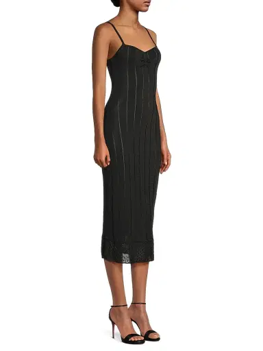 Victor Glemaud Women's Rib-Knit Slip Midi-Dress - Black - Size Medium | Thumbnail 4