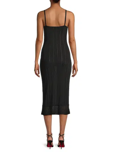 Victor Glemaud Women's Rib-Knit Slip Midi-Dress - Black - Size Medium | Thumbnail 5