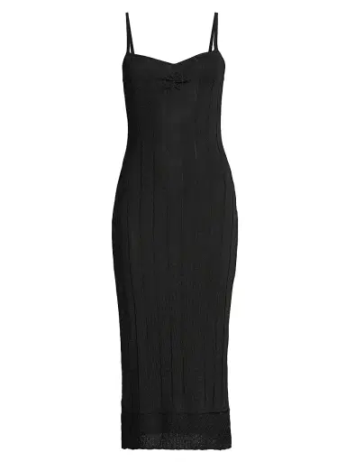 Victor Glemaud Women's Rib-Knit Slip Midi-Dress - Black - Size Medium | Thumbnail 1